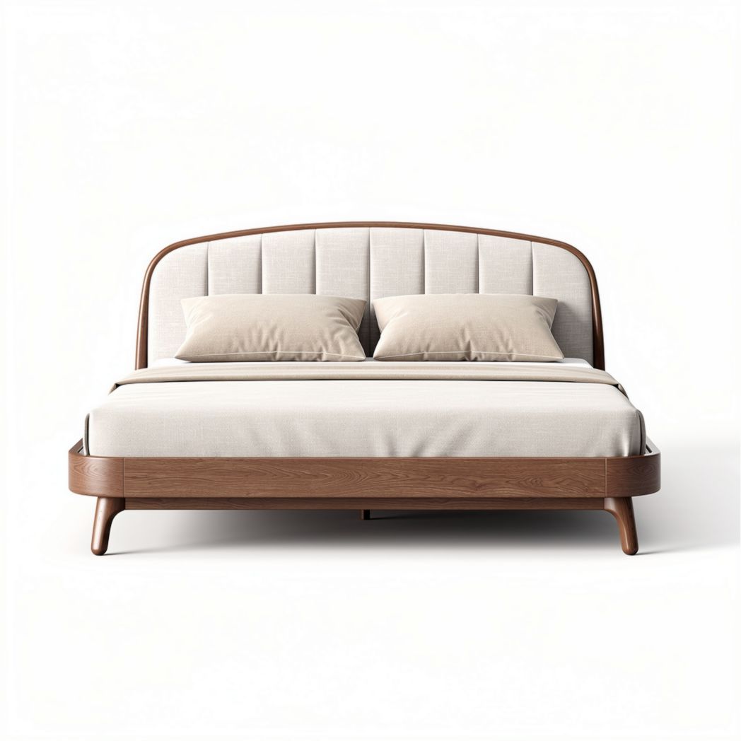 Houten bed voor de slaapkamer met gestofferd hoofdbord - 200 x 160 x 100cm